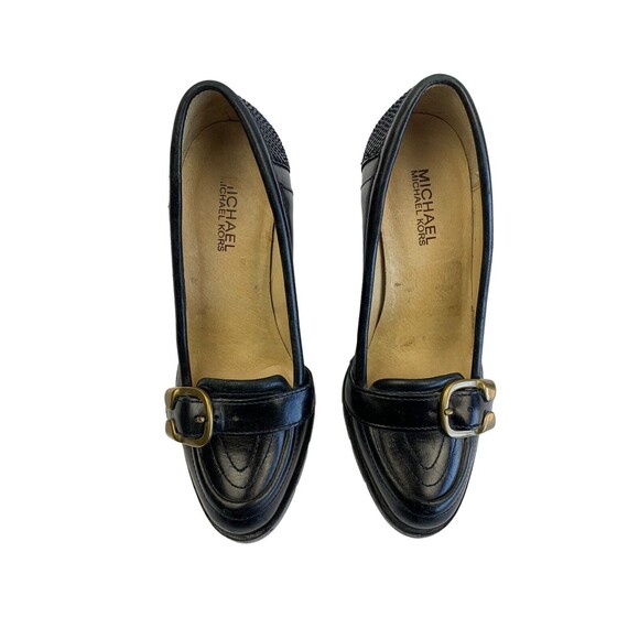 Michael Michael Kors Women's Size 6M Black Pumps Leather Loafer Buckle Heels - Picture 2 of 11